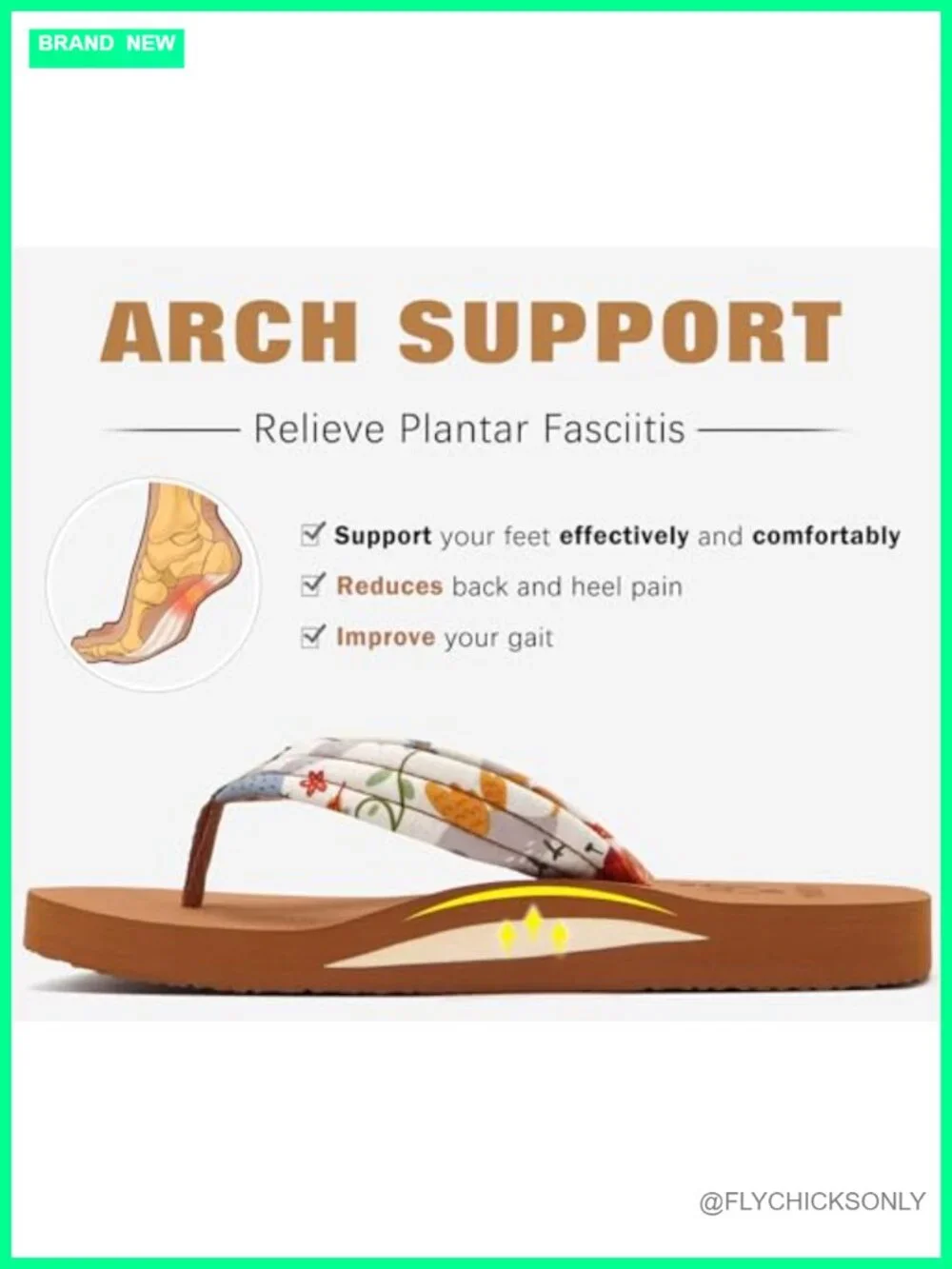Women's Arch Support Flip Flop Sandals with Cushioned Yoga Mat Footbed Non-Slip